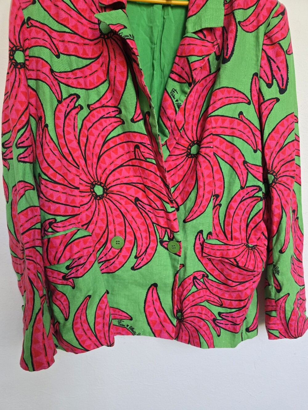 FARM Rio Banana Alberto Pitta Linen Blend Floral Blazer Jacket M - Picture 10 of 17
